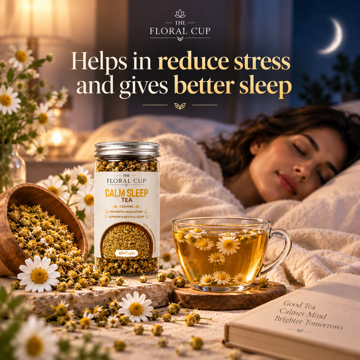 Calm Sleep Herbal Tea | Chamomile Flower Tea | 30+ Cups