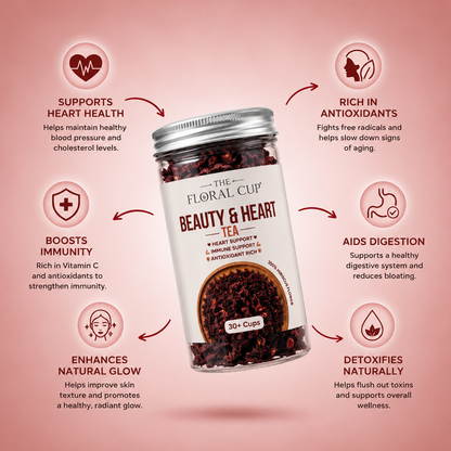 Beauty & Heart Herbal Tea | Hibiscus Flower Tea | 30+ Cups