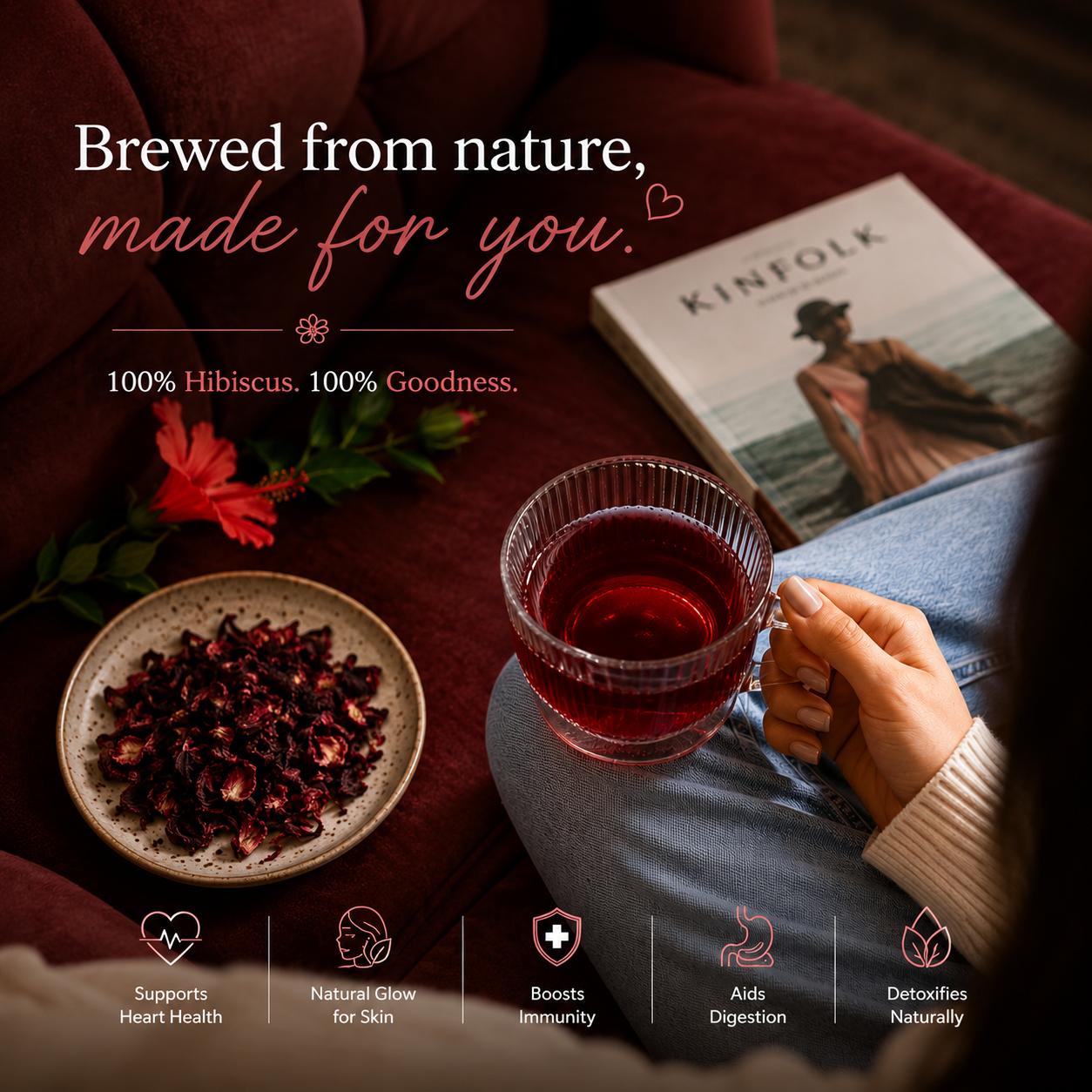 Beauty & Heart Herbal Tea | Hibiscus Flower Tea | 30+ Cups