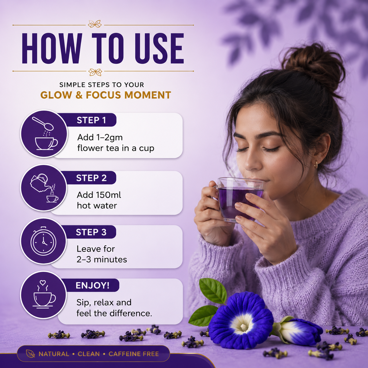 Glow & Focus Herbal Tea – Butterfly Pea Flower