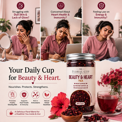 Beauty & Heart Herbal Tea | Hibiscus Flower Tea | 30+ Cups